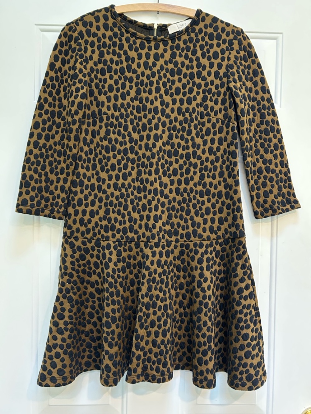 Leopard Print Loft Tan and Black Fit & Flare Dress XS